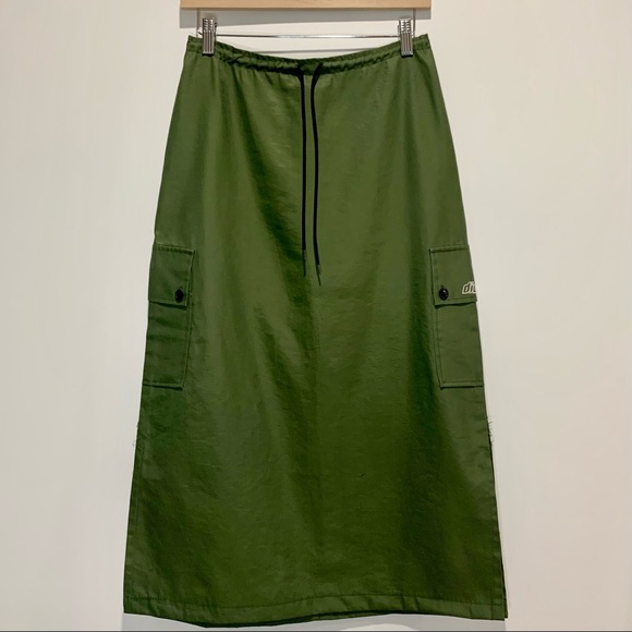 Girl Stuff-90s Army Green Cargo Midi Skirt - Picture 2 of 5